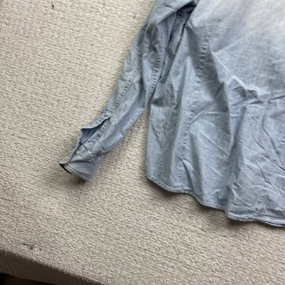 American Eagle Men Size L Denim Long Sleeve Jean Button Up Shirt Western Cowboy - Picture 11 of 13